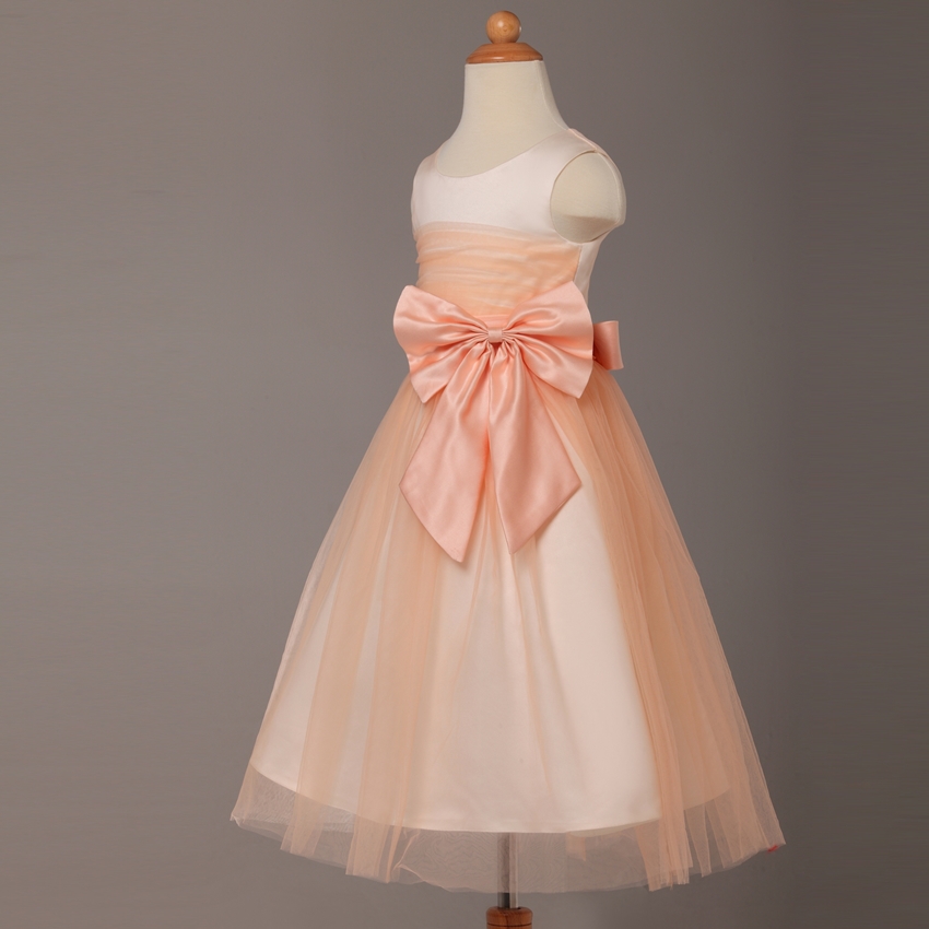 light peach flower girl dresses