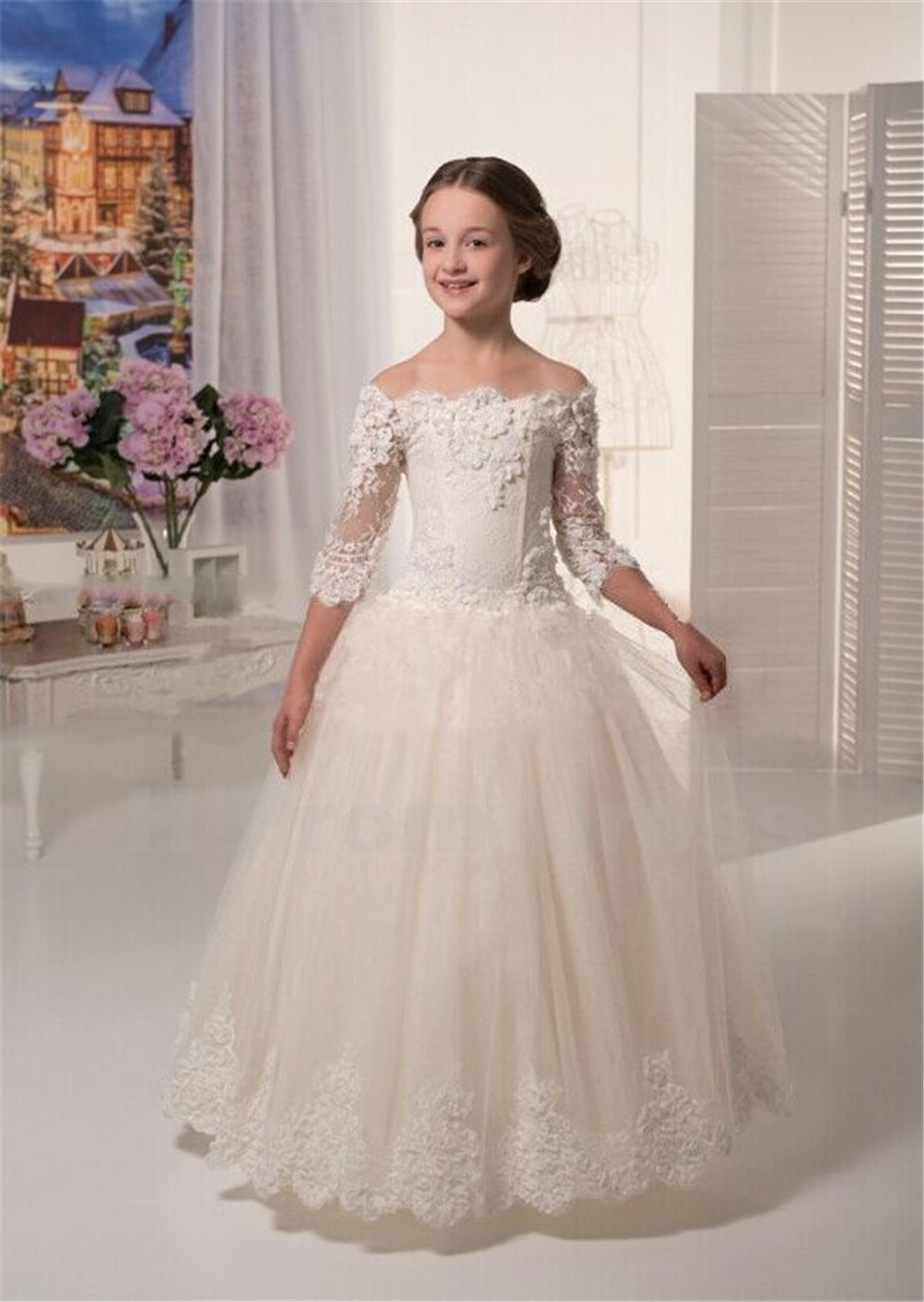 Amazon.com: Honeydress Girl's Chiffon Beads Sequins Flower Girl Dress Girls  Long Pageant Dresses Ball Gowns: Clothing, Shoes & Jewelry